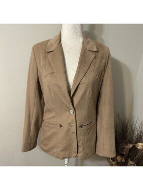 VTG Rancho Deluxe by Grais Women Western Blazer Jacket Beige Microsuede Sz 10
